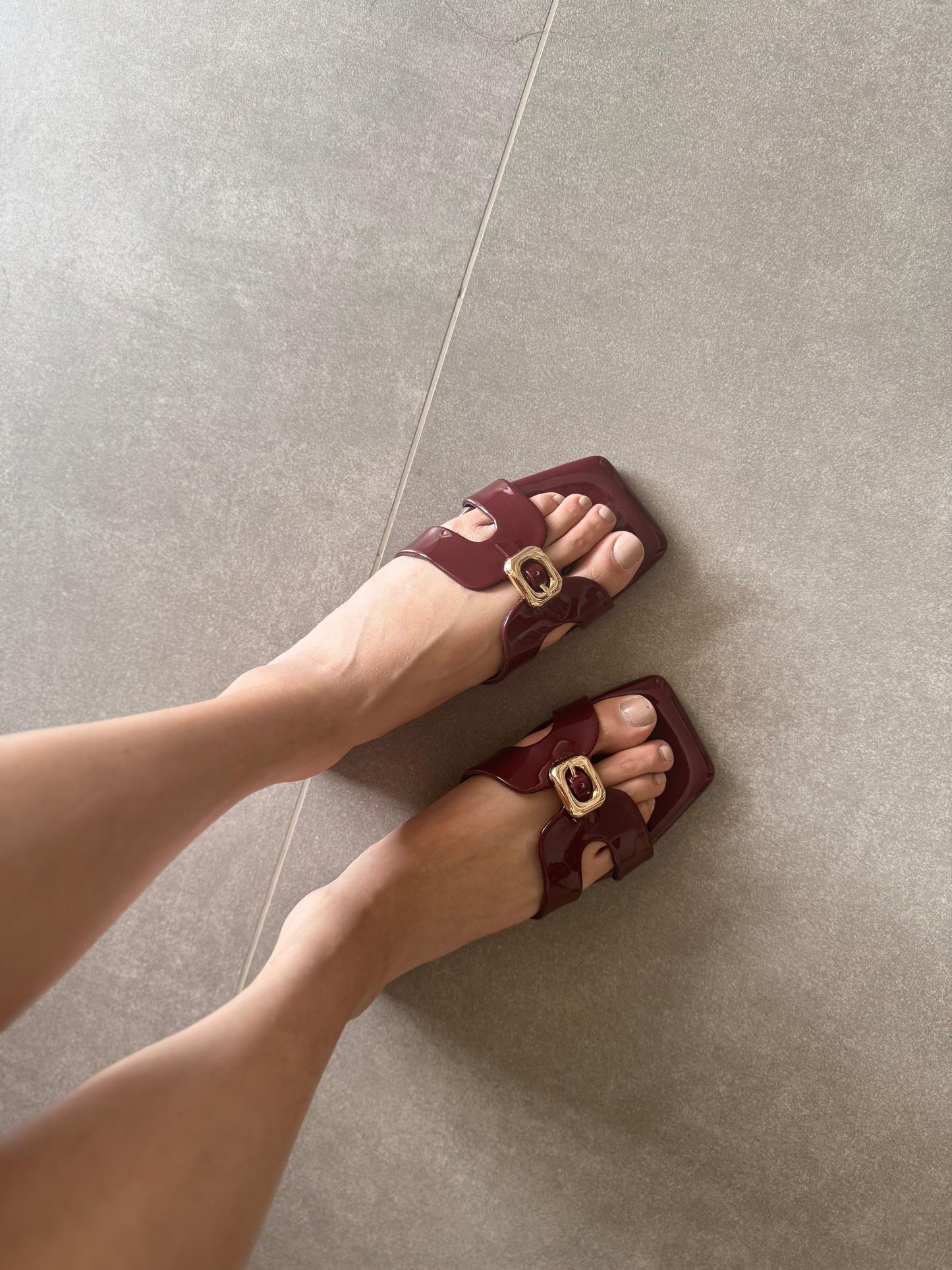 BUCKLE ME UP - Cherry Red Flats